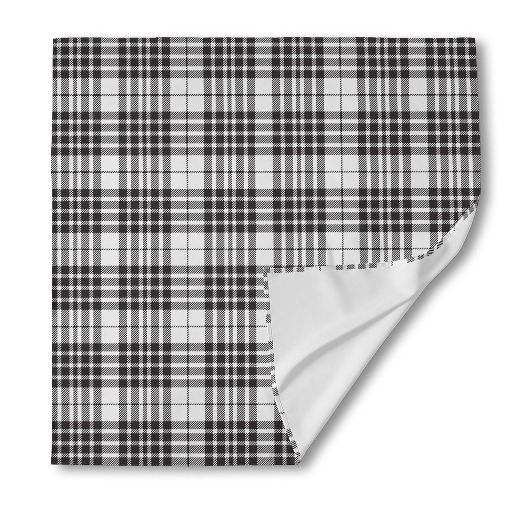 White And Black Border Tartan Print Silk Bandana