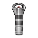 White And Black Border Tartan Print Single Neoprene Wine Tote