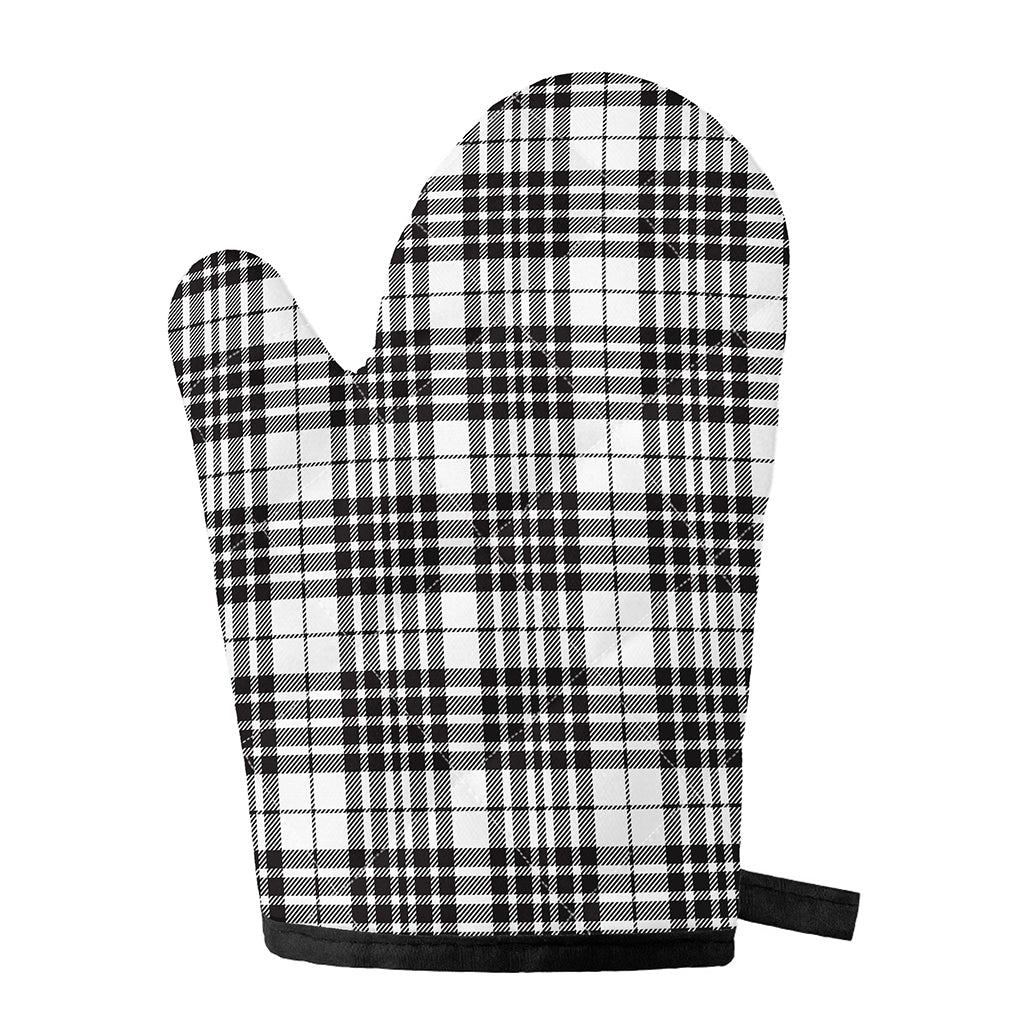 White And Black Border Tartan Print Single Oven Mitt