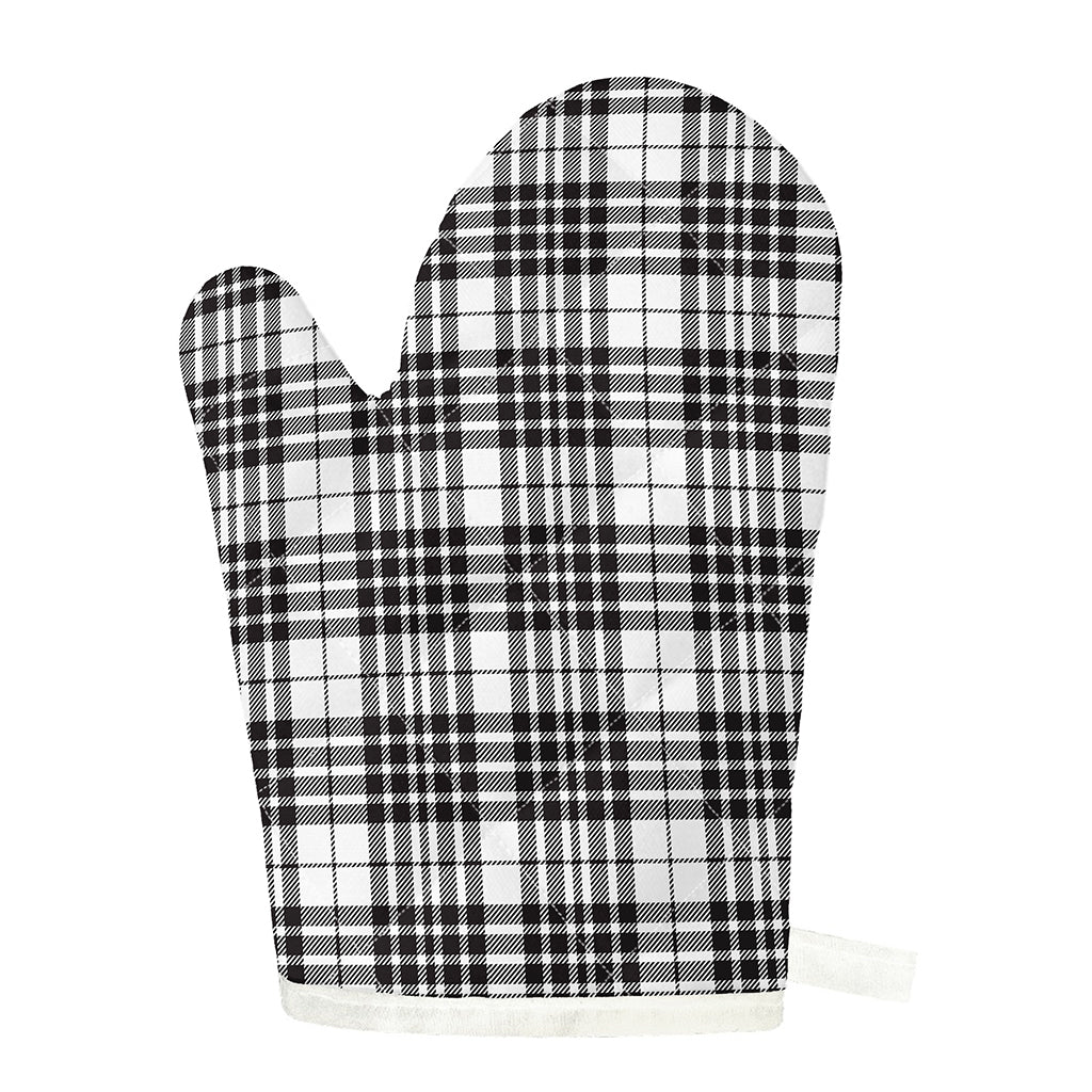 White And Black Border Tartan Print Single Oven Mitt