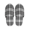 White And Black Border Tartan Print Slippers