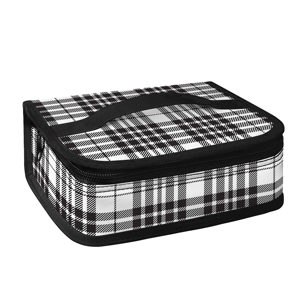 White And Black Border Tartan Print Small Lunch Bag