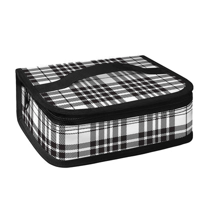 White And Black Border Tartan Print Small Lunch Bag