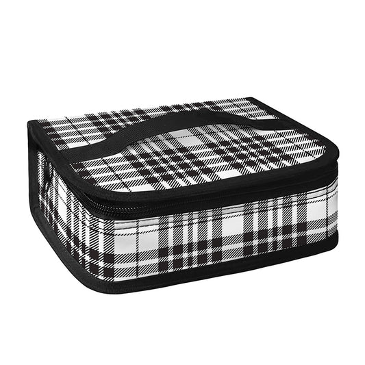 White And Black Border Tartan Print Small Lunch Bag