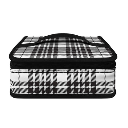 White And Black Border Tartan Print Small Lunch Bag