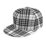 White And Black Border Tartan Print Snapback Cap