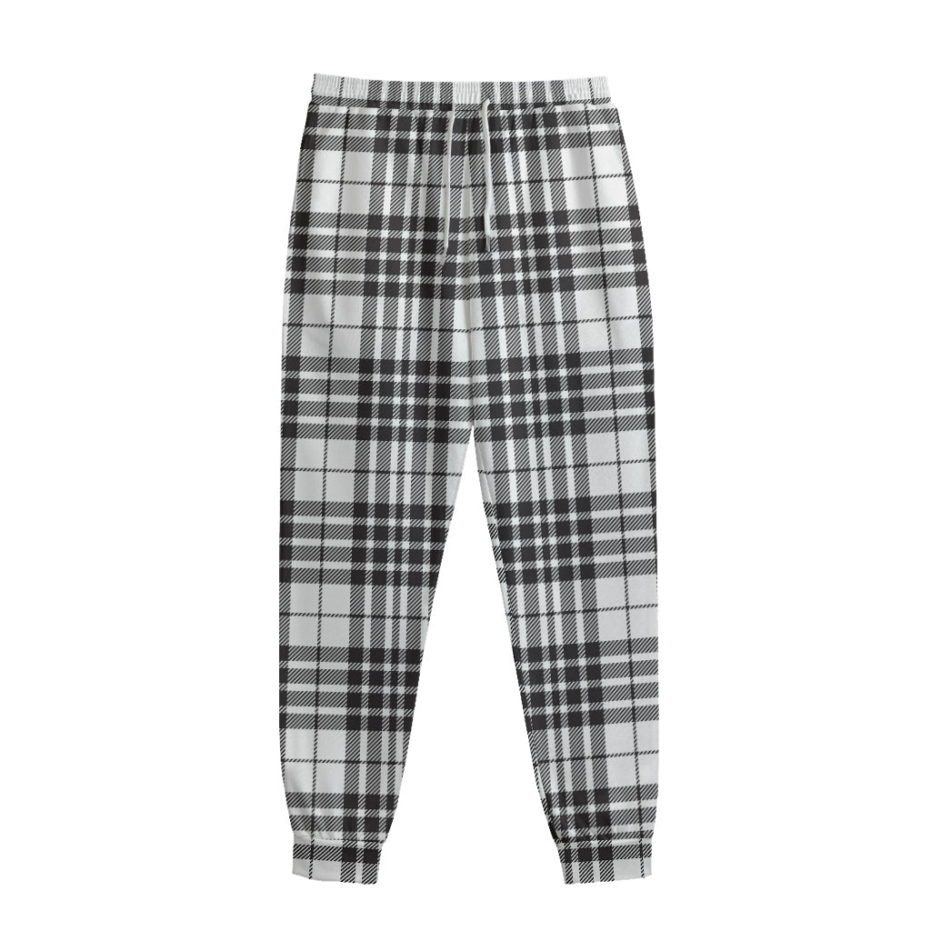 White And Black Border Tartan Print Sweatpants