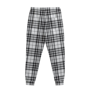 White And Black Border Tartan Print Sweatpants