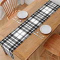 White And Black Border Tartan Print Table Runner