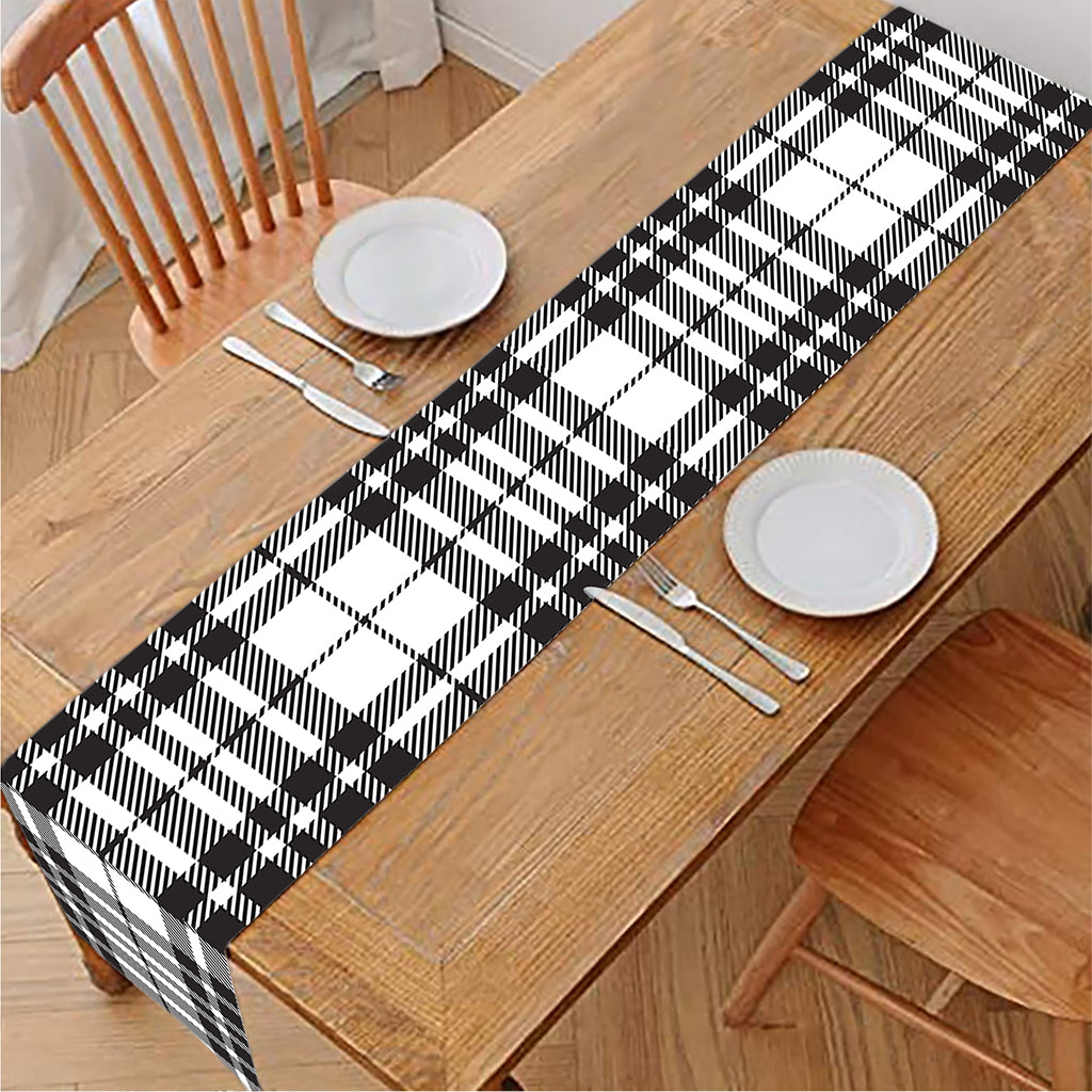 White And Black Border Tartan Print Table Runner