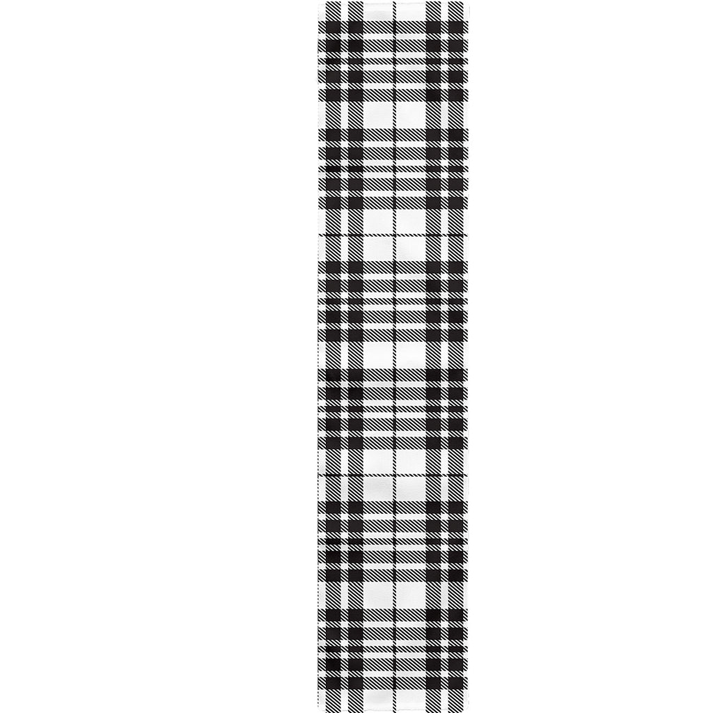 White And Black Border Tartan Print Table Runner