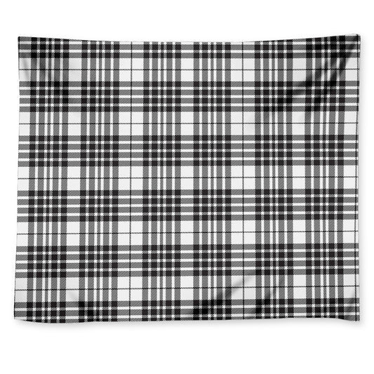 White And Black Border Tartan Print Tapestry