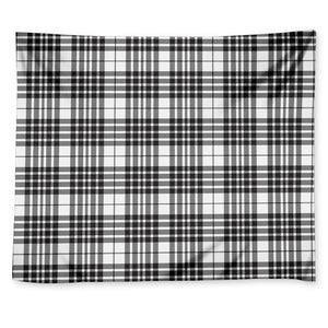 White And Black Border Tartan Print Tapestry