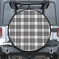 White And Black Border Tartan Print Tire Cover