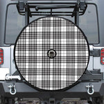 White And Black Border Tartan Print Tire Cover With Camera Hole