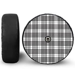 White And Black Border Tartan Print Tire Cover With Camera Hole