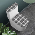 White And Black Border Tartan Print Toilet Lid And Tank Cover Set