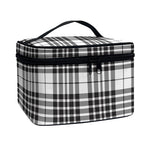 White And Black Border Tartan Print Travel Makeup Bag