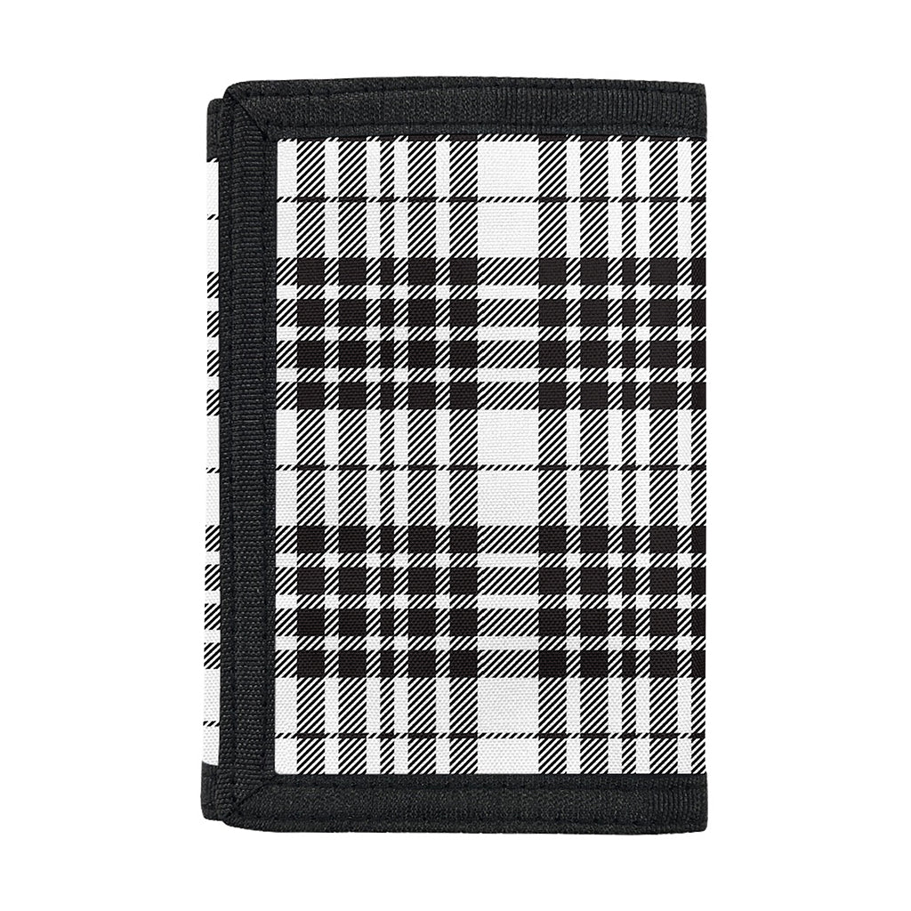 White And Black Border Tartan Print Trifold Wallet