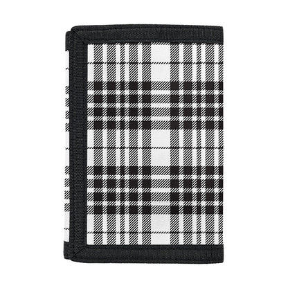 White And Black Border Tartan Print Trifold Wallet