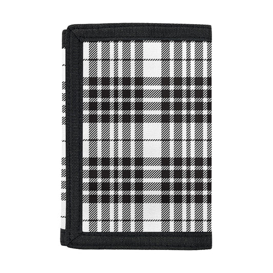 White And Black Border Tartan Print Trifold Wallet