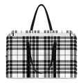 White And Black Border Tartan Print Utility Tote Bag