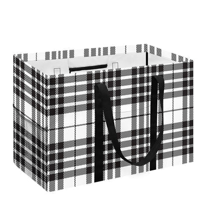 White And Black Border Tartan Print Utility Tote Bag