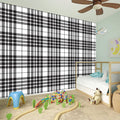 White And Black Border Tartan Print Wall Sticker