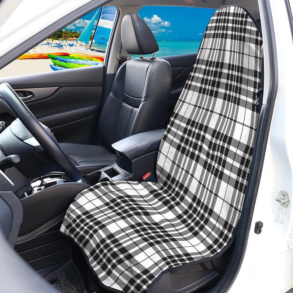 White And Black Border Tartan Print Waterproof Car Seat Cover
