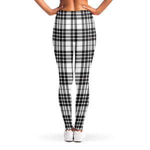 White And Black Border Tartan Print Women's Leggings