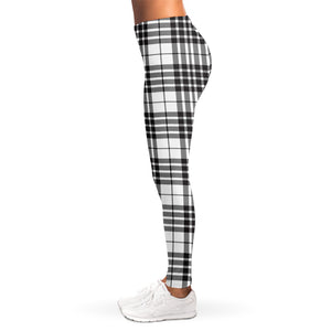 White And Black Border Tartan Print Women's Leggings