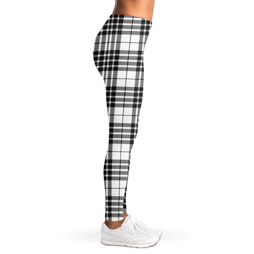 White And Black Border Tartan Print Women's Leggings