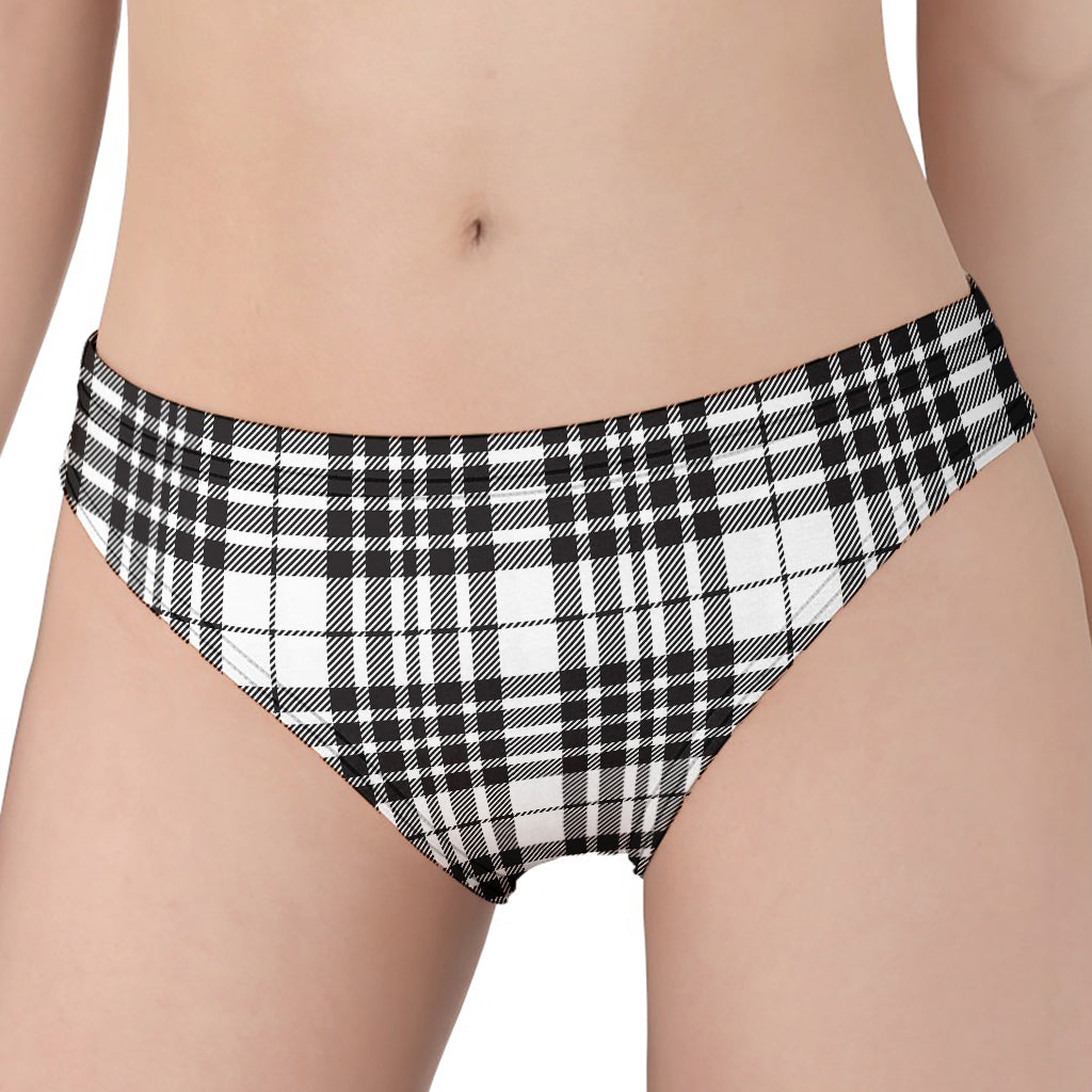 White And Black Border Tartan Print Women's Panties