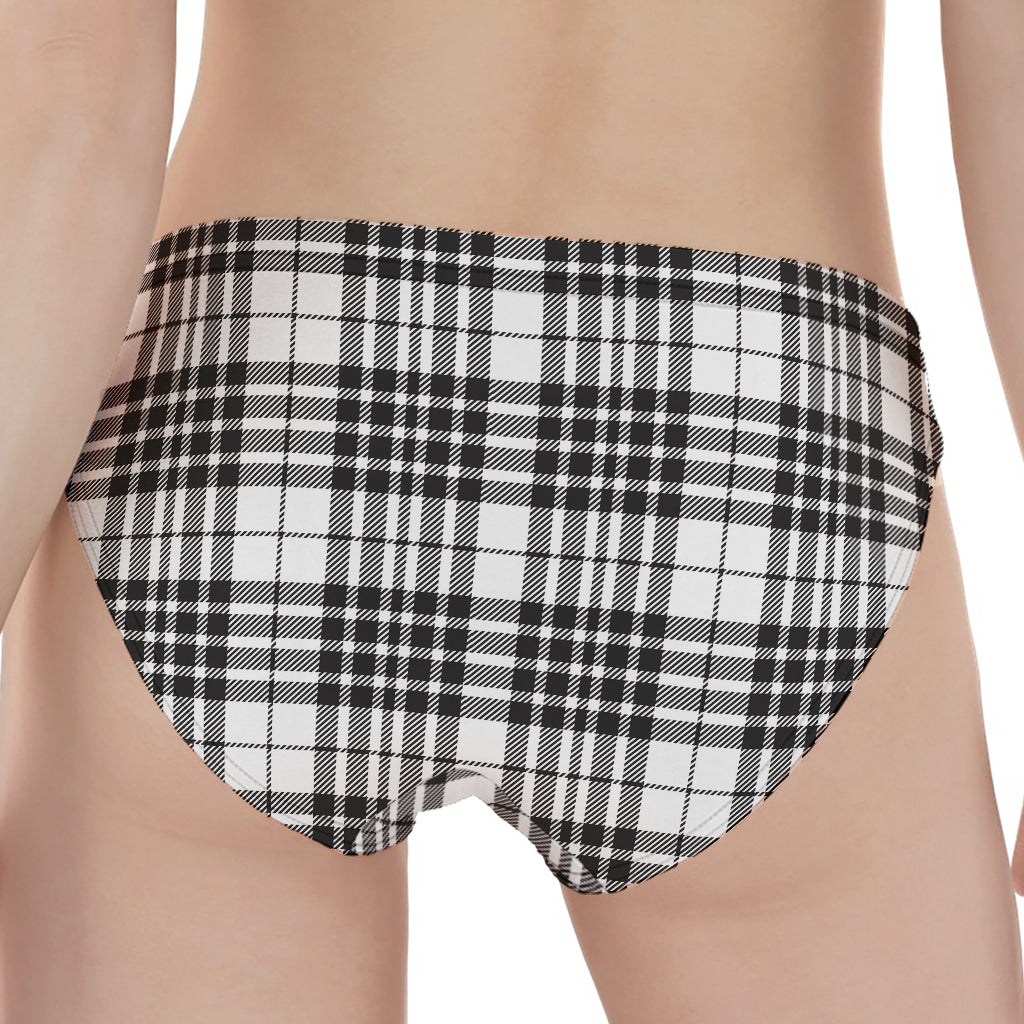 White And Black Border Tartan Print Women's Panties