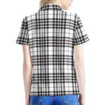 White And Black Border Tartan Print Women's Polo Shirt