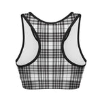 White And Black Border Tartan Print Women's Sports Bra