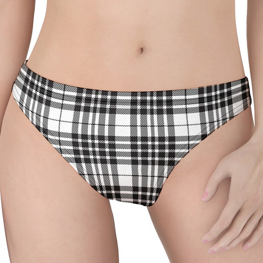 White And Black Border Tartan Print Women's Thong