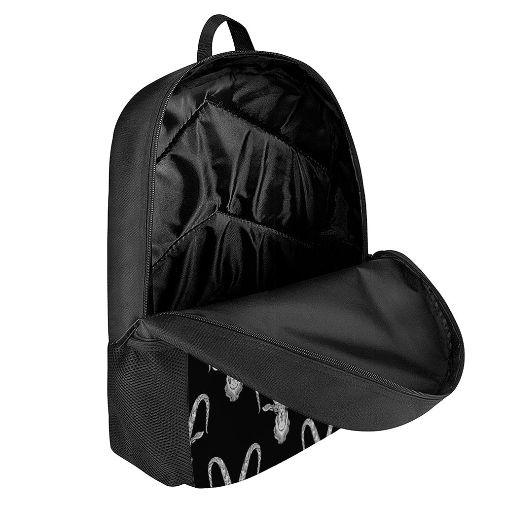 White And Black Capricorn Sign Print 17 Inch Backpack