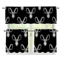 White And Black Capricorn Sign Print 3 Piece Kitchen Curtains