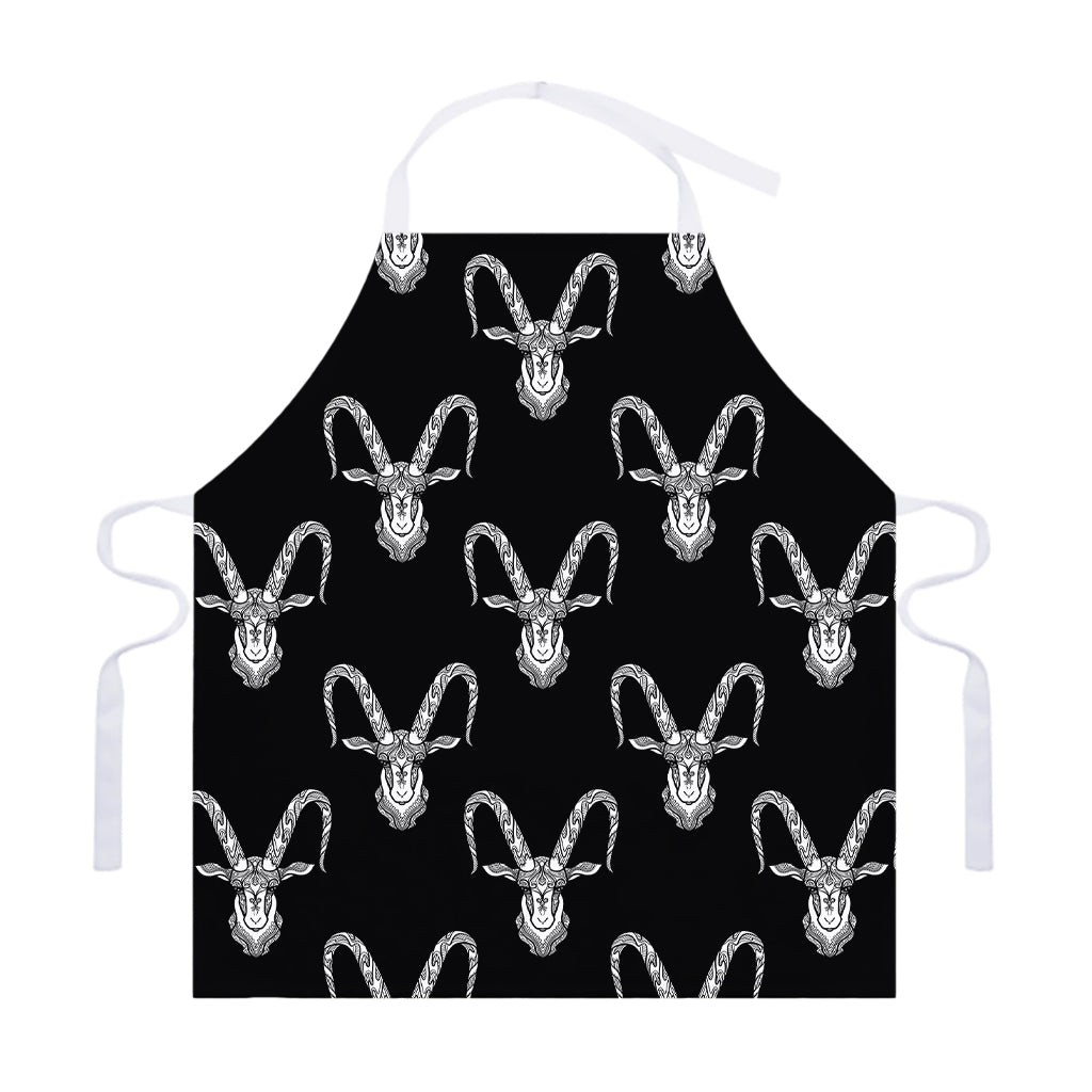 White And Black Capricorn Sign Print Adjustable Apron