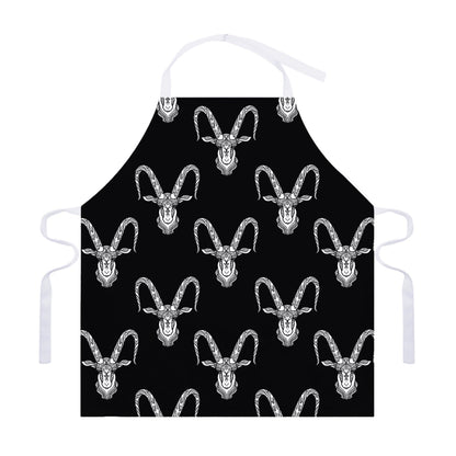 White And Black Capricorn Sign Print Adjustable Apron