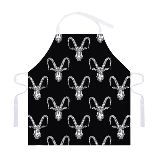 White And Black Capricorn Sign Print Adjustable Apron