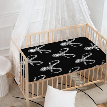 White And Black Capricorn Sign Print Baby Crib Sheet