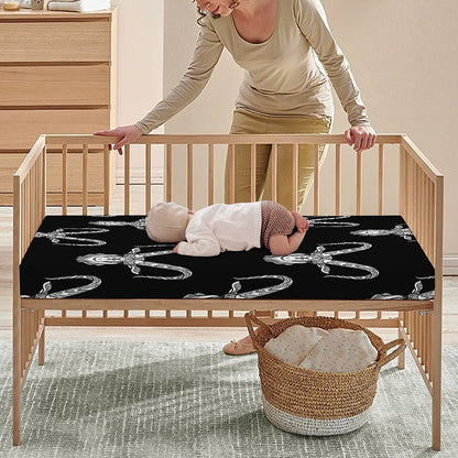 White And Black Capricorn Sign Print Baby Crib Sheet