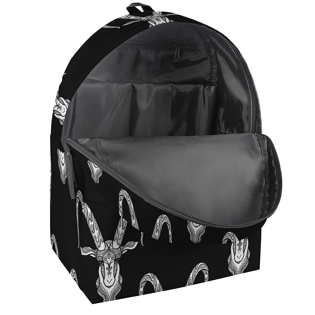 White And Black Capricorn Sign Print Backpack