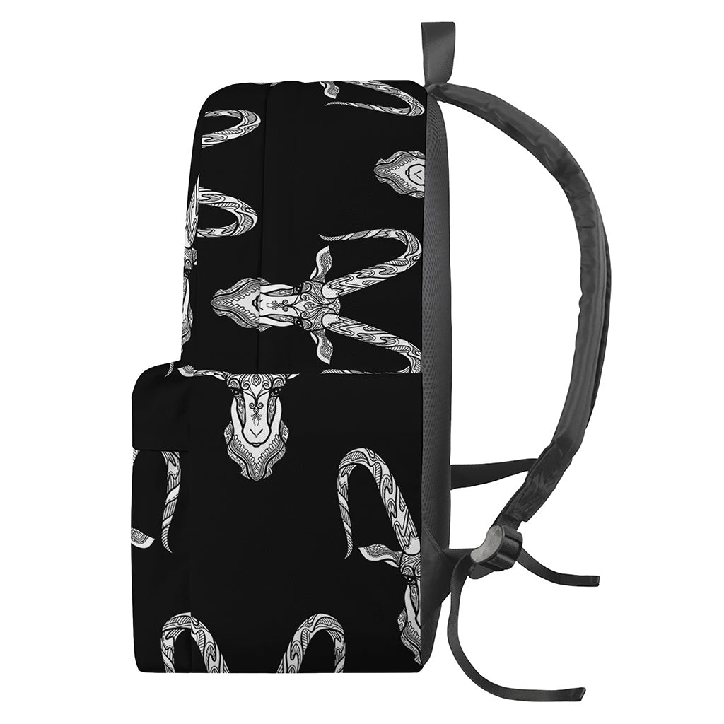 White And Black Capricorn Sign Print Backpack