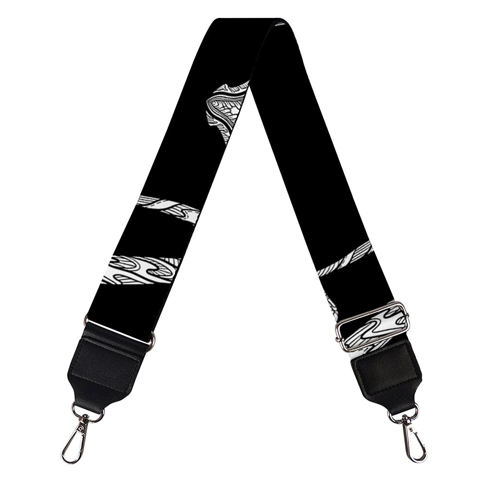 White And Black Capricorn Sign Print Bag Strap