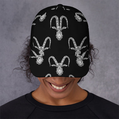 White And Black Capricorn Sign Print Baseball Cap