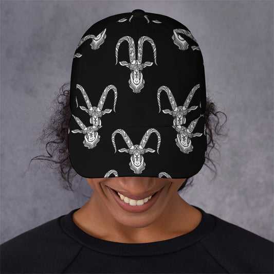 White And Black Capricorn Sign Print Baseball Cap