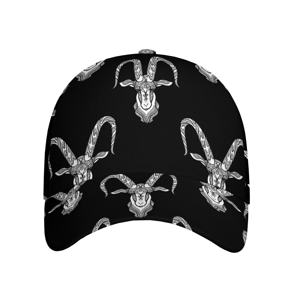 White And Black Capricorn Sign Print Baseball Cap